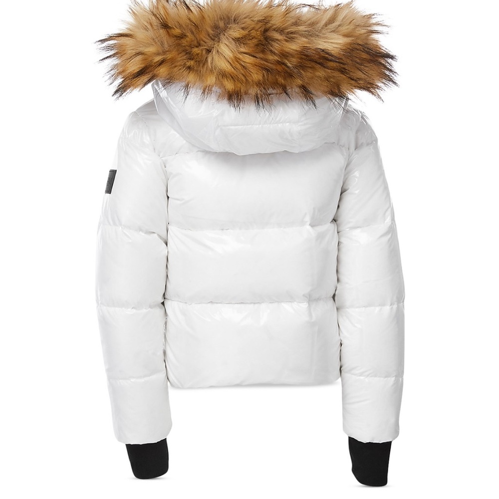 White Sam coat with fur on the hood. Barley worn, in great condition.